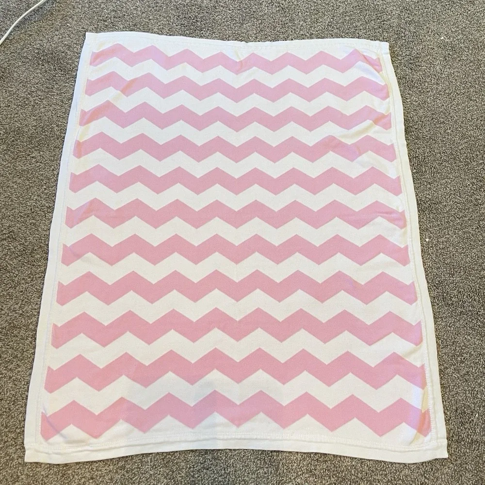 Baby Girl Knit Blanket Pink White Chevron Cotton Zigzag‎